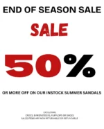 END OF SEASON SALE HERE AT WALKWEL ❤️🖤 Come down to either of our Letchworth or Stevenage stores to catch the 50% off sale on our in stock summer sandles 🏷️